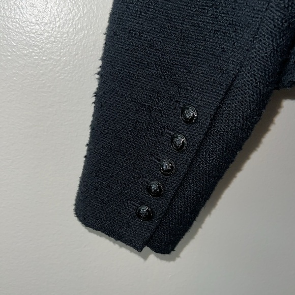 L’AGENCE Inez Crop Shoulder Pad Cotton Blend Tweed Blazer In Black - Picture 12 of 14